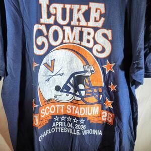 Luke Combs Scott Stadium Concert Tee Navy Blue XL Virginia Cavaliers NWOT
